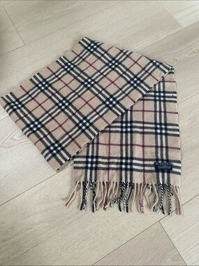 Authentic Classic Burberry Plaid Wool Scarf 70”x12”